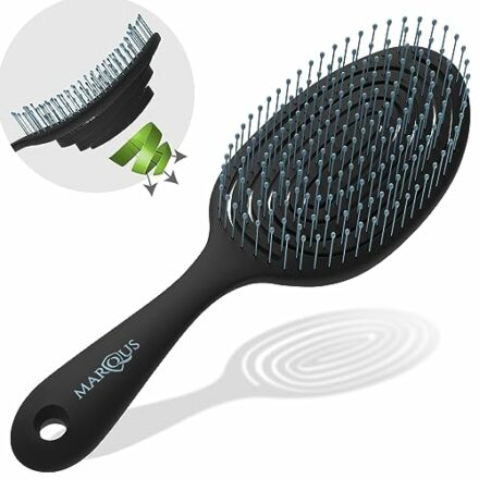 marQus Haarbürste ohne Ziepen mit einzigartiger Doppelspiralfeder und noch mehr Borsten zur optimalen Druckverteilung und Pflege, Entwirrbürste für jeden Haartyp, 1 Stück, Farbe Schwarz Türkis  