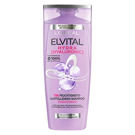 L'Oréal Paris Elvital feuchtigkeitsspendendes Shampoo für glänzendes und gesundes Haar, Mit Hyaluron für einen Feuchtigkeitsboost, Hydra Hyaluronic, 300 ml  